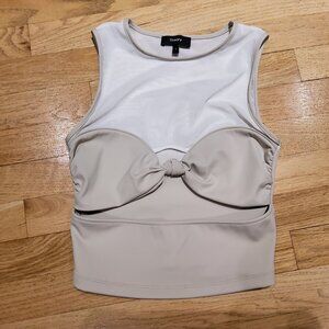 NWOT Theory Bow Mesh Crop Top Size S